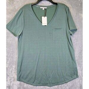 NWT Green Envelope Blouse Womens XL Sage Green Soft  Lightweight *Stained